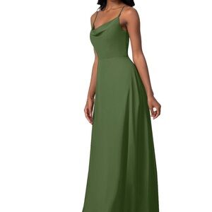 Elegant Green Spaghetti Strap Dress - A Line Chiffon